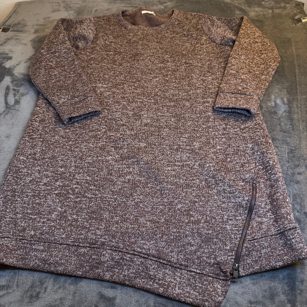 Maurices Marled Brown Tunic Sweater Dress Zip Hem Womens size 2